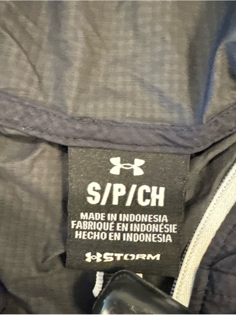 Under Armour Navy Lightweight Hooded Jacket with White Zippers - Picture 4 of 8